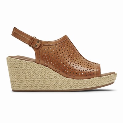 Cunhas Rockport Cobb Hill Erika Perforated Mulher Marrom PT-81407